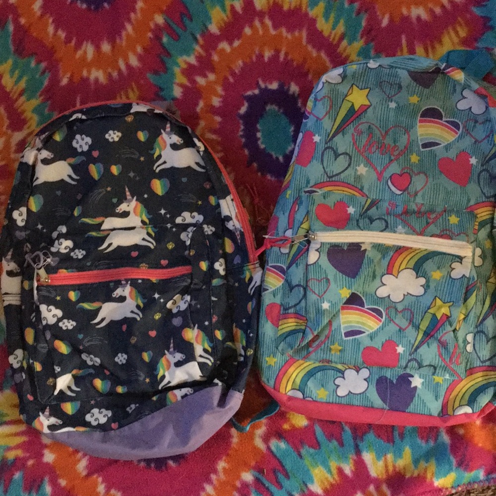 Two unicorn backpacks.